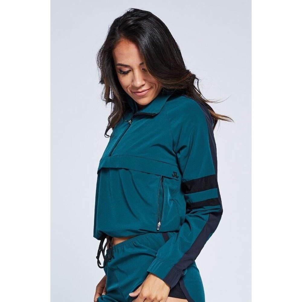 Jo & Jax Jacket Finish Line Cropped Dance Green/White Stripe Size XS Adult (0-2)